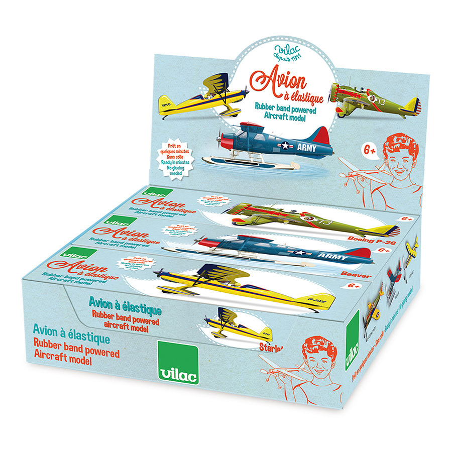 VILAC - RUBBER BAND AIRPLANE DISPLAY 6 PC - Autres jeux d'éveil