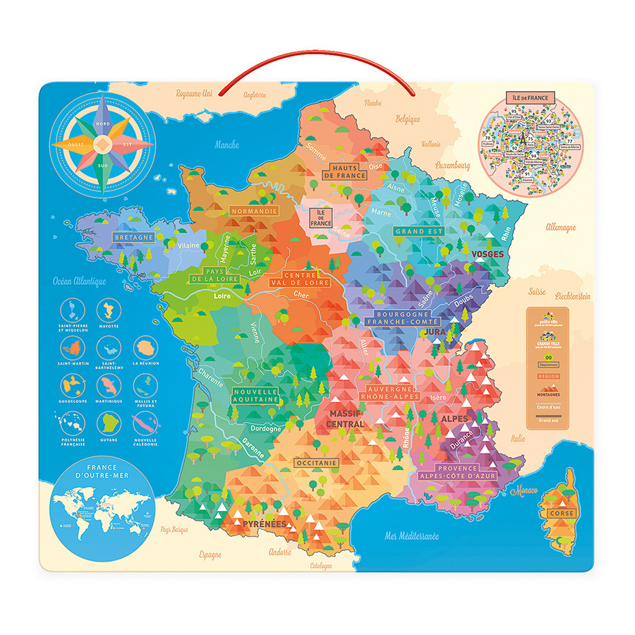 Carte de France éducative magnétique