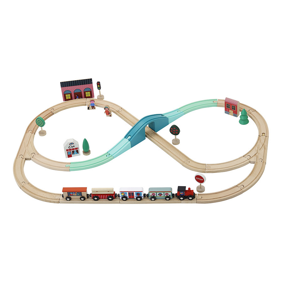 Circuit de train en bois - la ville, BIGJIGS