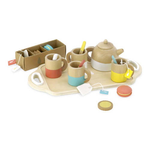 Kitchens and play markets - A 21-piece wooden tea set