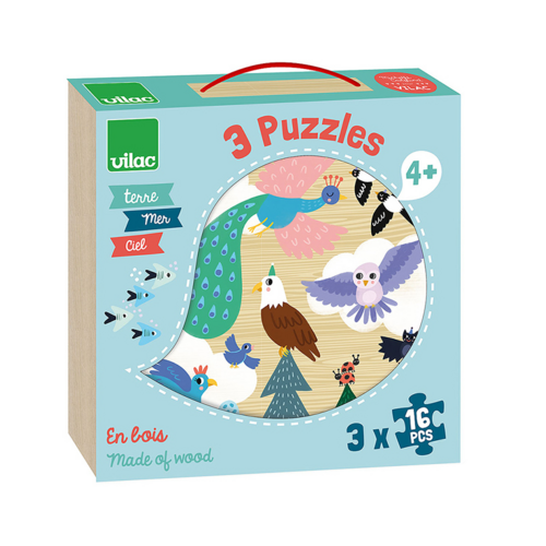 Puzzles - A set of 3x16-piece Earth - Sea - Sky puzzles