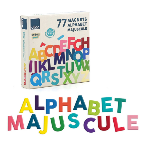 Educational games - Box set of 77 capitals letters alphabet magnets 