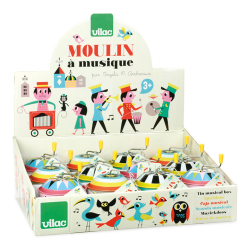 Music - Display of 12 tin music boxes