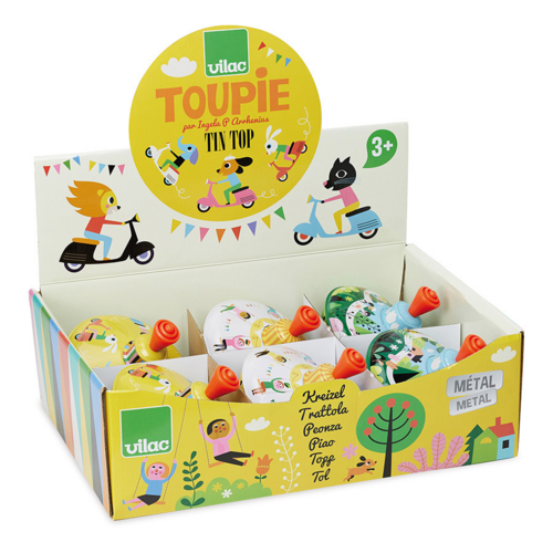Traditional games - Display of 6 Tin tops