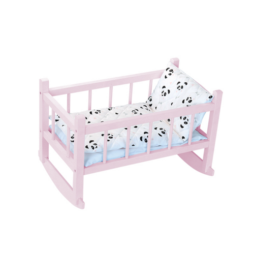 Doll furniture - Wooden lacquered bed Panda for dolls up to 40 cm