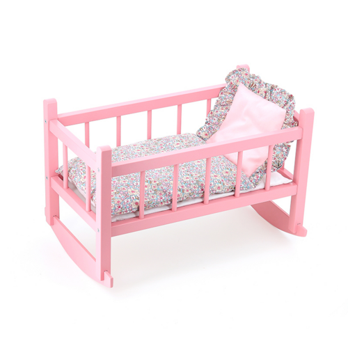 Petitcollin final sale - Wooden lacquered bed Vanilla Strawberry for dolls up to 40 cm